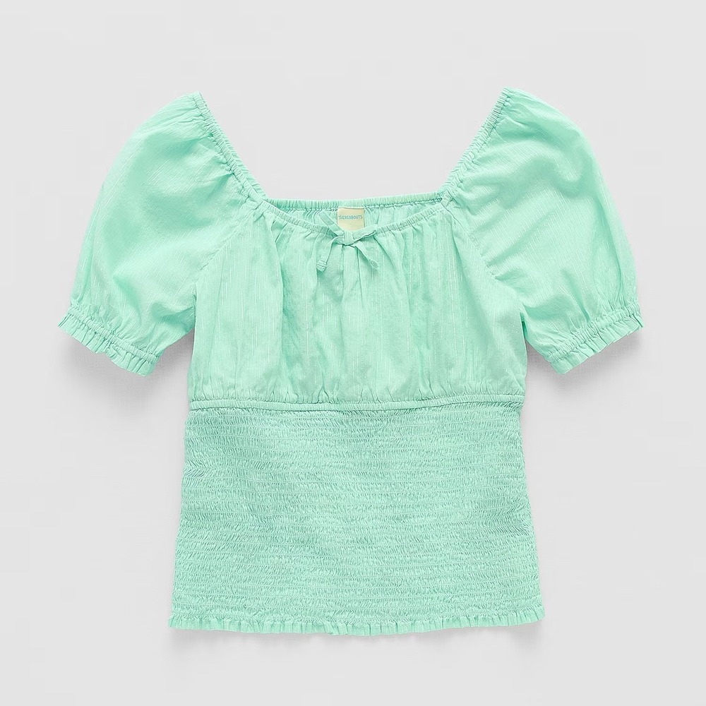 MSRP $24 Thereabouts Kids Girls M 10/12 Brook Green Short Sleeve Blouse Square